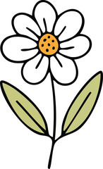 Hand Drawn Daisy Wild Flower Vector Illustration Minimal Botanical Design