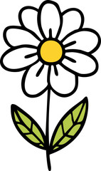 Hand Drawn Daisy Wild Flower Vector Illustration Minimal Botanical Design