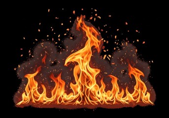 Fototapeta premium Fiery blaze with dynamic flames, glowing embers, and smoke