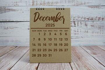 December 2025 annual monthly desk calendar for planning and management