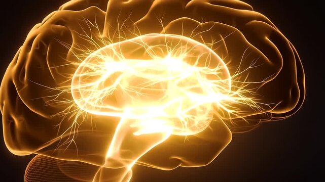 neon light vector illustration of human brains structure anatomy 
