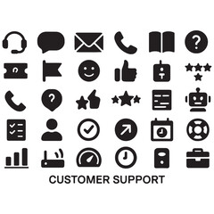 Fototapeta premium Customer Support Icon Set for Web Design and Digital Communication Needs Black and White