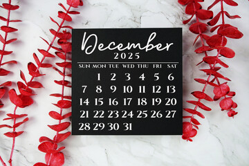 December 2025 annual monthly desk calendar for planning and management