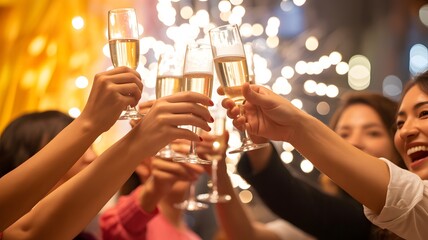 Celebration toast with sparkling wine and festive sparklers creating a joyful atmosphere