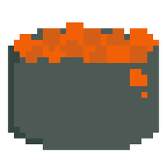 Fototapeta premium Ikura Salmon Roe Gunkan Sushi Pixel Art Icon for Japanese Food