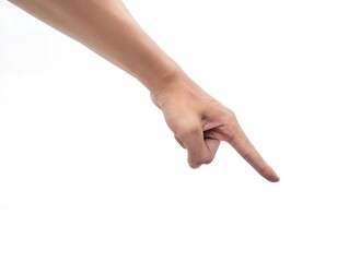 gesture of finger pointing forward isolated on white background