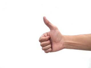 Thumb gesture indicating okay or agree isolated on white background