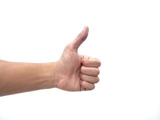 Thumb gesture indicating okay or agree isolated on white background