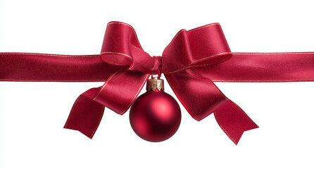 christmas red ribbon with bow and christmas ball style