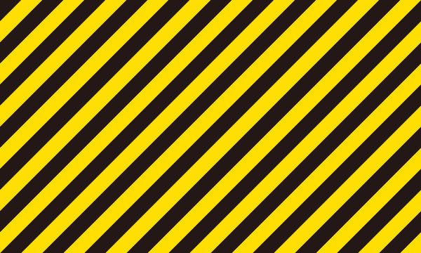黄色と黒の斜めストライプのシームレスパターン　危険サイン等に使う警告模様の背景画像　ベクターイラスト