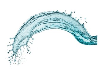 Clean blue water splash frozen in time with an elegant curve