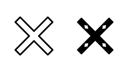 Obraz premium Outline and filled x mark vector icons, representing close, delete, error, multiplication, wrong, forbidden, cancel, and cross sign concepts.