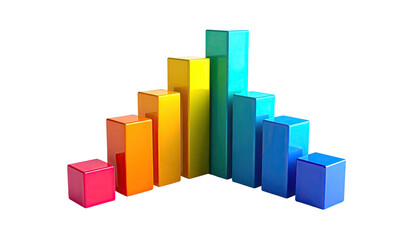 Colored bar graph increasing and decreasing on black background