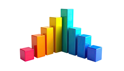 Colored bar graph increasing and decreasing on black background