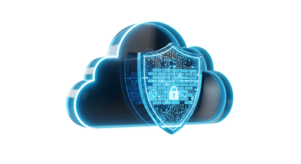 Safeguarding your digital assets with cloud protection featuring a secure shield and data encryption, ensuring privacy and peace of mind for your business in the modern age