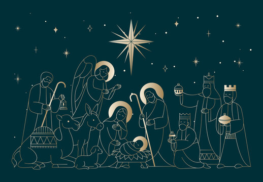 Modern Christmas Nativity Graphics, Stickers & Illustrations for Festive Church Nativity Scenes