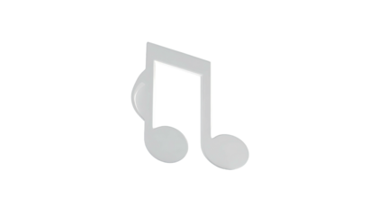 Eighth note pair. White on black, simple musical icon design