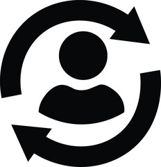 Human resource icon, Containing leadership, people, Black color