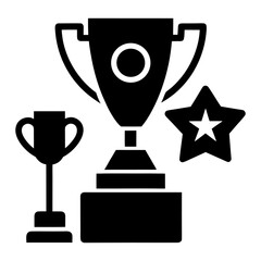 Achievement Icons – Podium, Trophy, Medal, and Flag Vector on White Background.