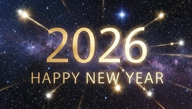 Happy New Year 2025 Cosmic Celebration with Starbursts
