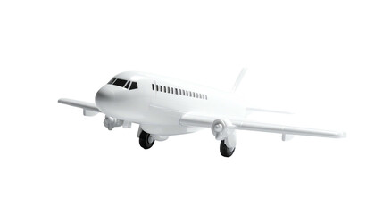 Obraz premium Small, generic, white, plastic airplane model on black background