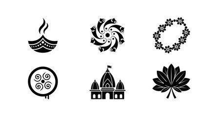 Indian Festive Elements Set of Decorative Icons for Cultural Celebration