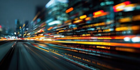 Abstract Cityscape - A Dynamic Blur of Urban Lights and Motion.