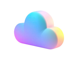 Gradient cloud icon, 3D render on black background