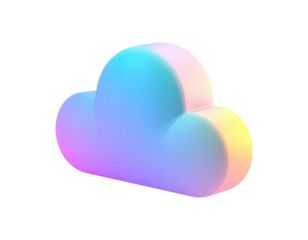 Gradient cloud icon, 3D render on black background