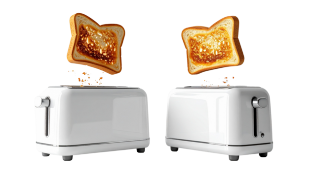 Pair of Toast Popping Variations isolated on transparent background