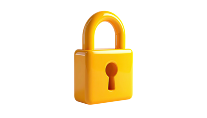 Glossy golden padlock, keyhole centered, against black background