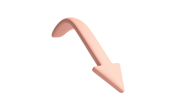 Rounded, angled arrow pointing downward