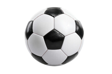 Fototapeta premium Classic black and white soccer ball with red stitching isolated on black football sport