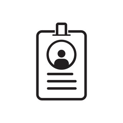 Obraz premium Black and white employee ID card with lanyard vector icon template