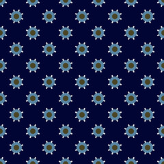 Elegant floral pattern small white flowers motif seamless classic blue background. Modern style fabric design textile swatch ladies dress, man shirt allover print block high resolution graphic image.