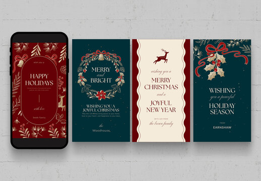Christmas Social Media Templates for Story Posts, Happy Holidays & Merry Christmas Announcements