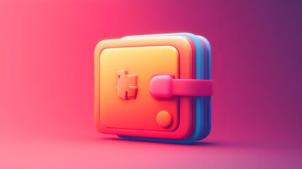 3D Render of a Colorful Pixel Art Wallet