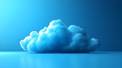 3D Render of a Fluffy Blue Cloud on a Blue Background