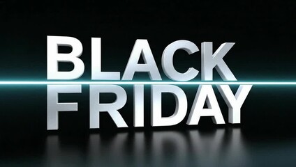 Black Friday Sale Neon Blue Glowing Text on Dark Background - Powered by Adobe