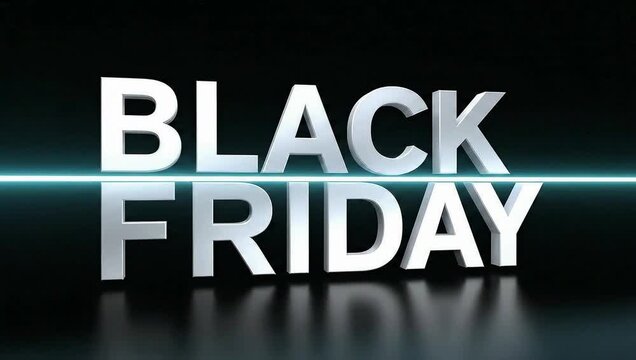 Black Friday Sale Neon Blue Glowing Text on Dark Background