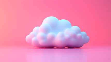 3D Render of a Fluffy White Cloud on Pink and Purple Gradient Background
