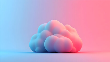 3D Render of a Fluffy White Cloud with Pink and Blue Gradient Lighting