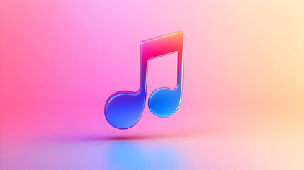 3D Render of a Glossy Colorful Music Note