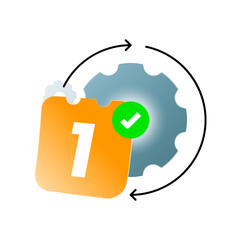 illustration of calendar with gear. automation, recurring tasks, workflow scheduling, system process, or time management. for concepts of productivity, auto update or efficient workflow design
