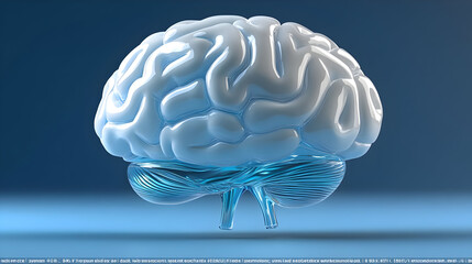 3D Render of a Human Brain with Transparent Base