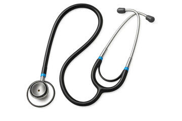 Stethoscope for medical diagnosis, health checkup, and heart lung monitoring, transparent background