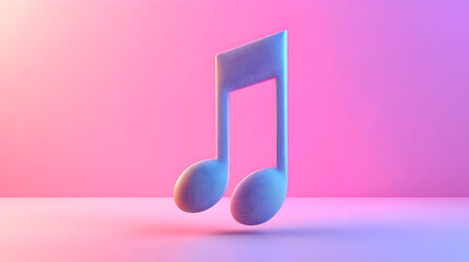 3D Render of a Music Note with Intricate Pattern on Pink and Purple Gradient Background
