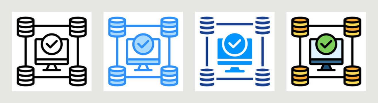 Cluster Computing Icon Collection Set Multiple Style