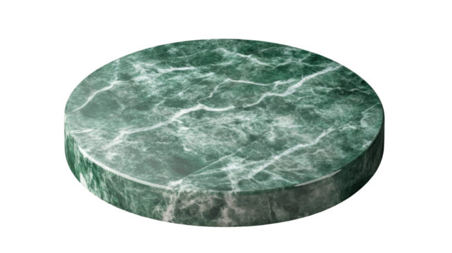 Podium pedestal in green color designed for product display with minimal geometric shape and smooth surface, isolated on white background - Powered by Adobe
