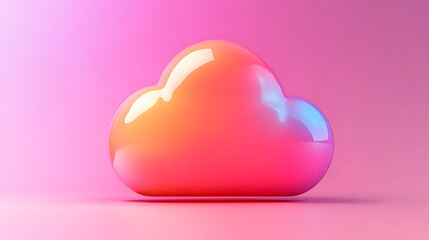 3D Render of a Pastel Pink and Orange Cloud Shape